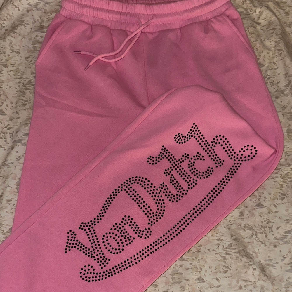 Y2K Von Dutch Pink Bedazzled/Rhinestone  Joggers With Logo